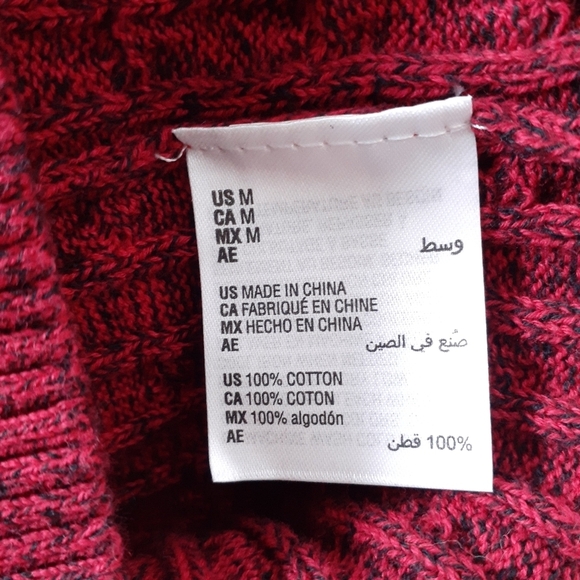 Karen Scott VNeck Cable Knit Sweater Marled Red Black A - Picture 5 of 6